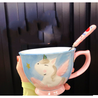 Stylish Ceramic Soup Bowl with Stainless Steel Spoon for Travel