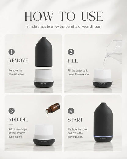 Ceramic Essential Oil Mist Maker | 200ml with 7-Color Light