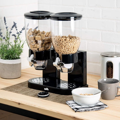 Dual Dry Food Dispenser for Cereal Storage with Easy Dispensing