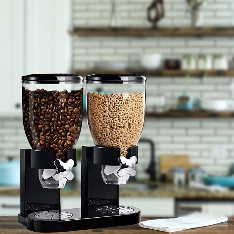 Dual Dry Food Dispenser for Cereal Storage with Easy Dispensing