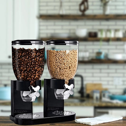 Dual Dry Food Dispenser for Cereal Storage with Easy Dispensing
