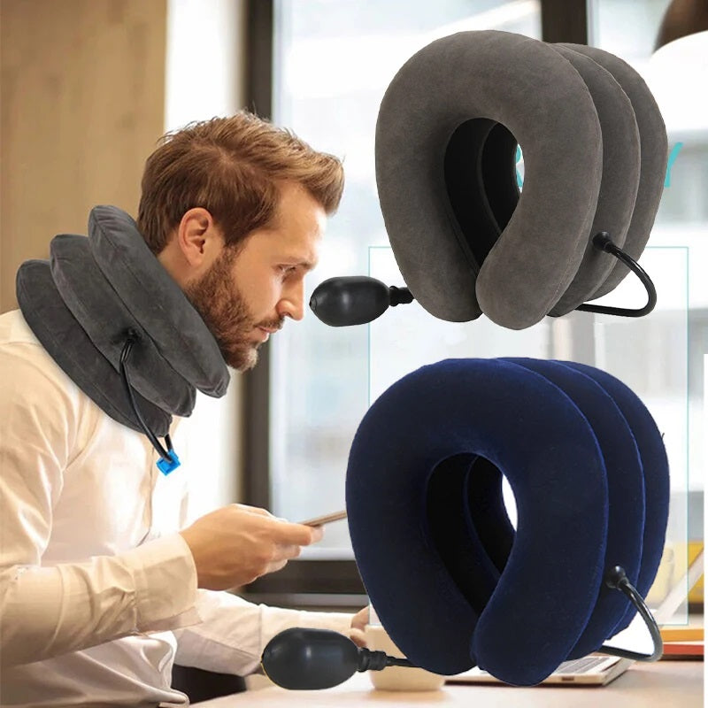 Inflatable Neck Pillow for Cervical Traction Support