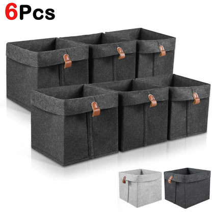 6-Piece Felt Storage Basket Set | 12L Foldable Organizers for Home & Closet