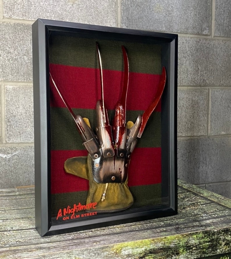 Freddy Krueger Metal Glove and Sweater Shadow Box Horror Collectible