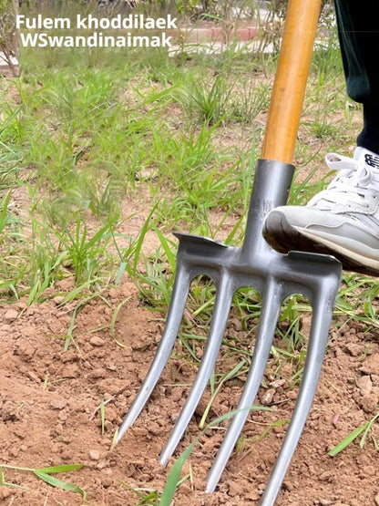 4-Prong Garden Fork | Hand Tool Made of Manganese Steel | Soil Loosening & Weed Removal | Agriculture & Garden Care