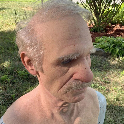 Realistic Latex Halloween Mask for Adults – Creepy Old Man Design