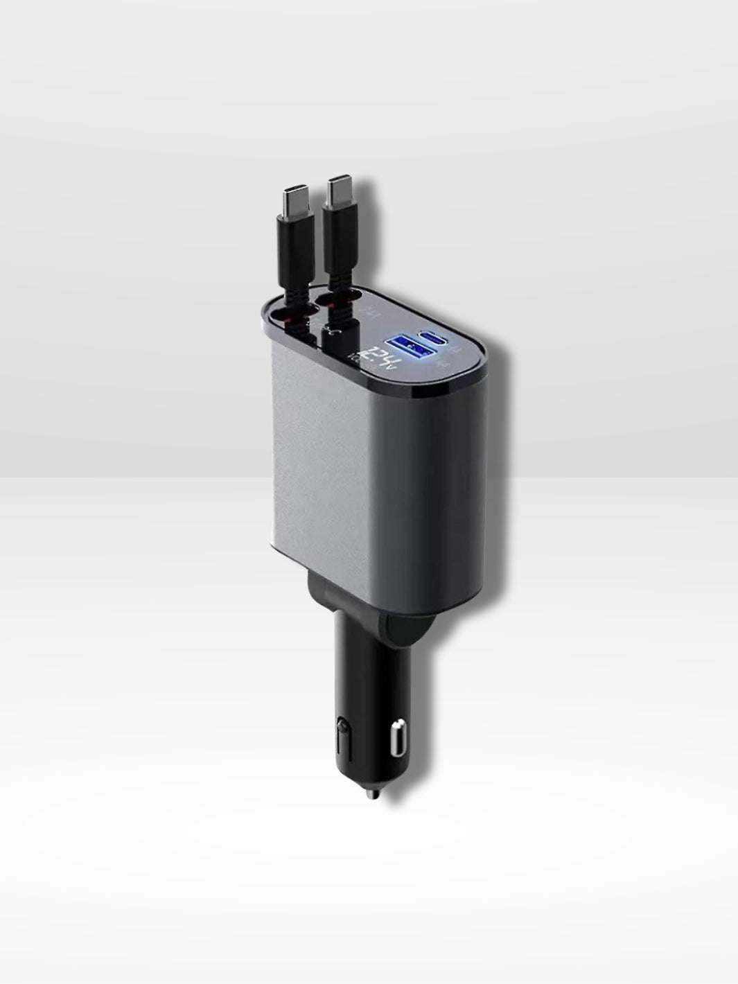 Retractable Car Charger with 4 Ports for Fast Charging