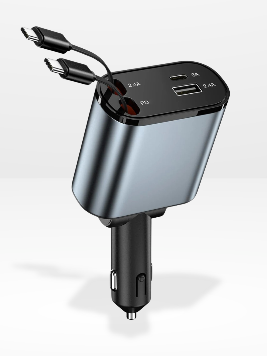 Retractable Car Charger with 4 Ports for Fast Charging