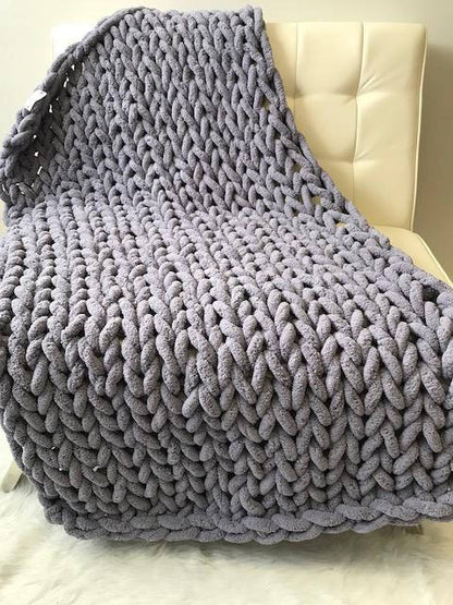 Textured Warm Throw Blanket – Chunky Knit Home Decor