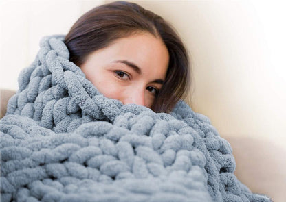 Textured Warm Throw Blanket – Chunky Knit Home Decor