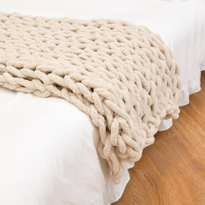 Textured Warm Throw Blanket – Chunky Knit Home Decor