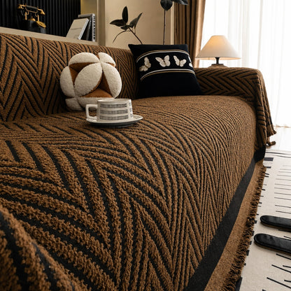 Elegant Textured Couch Protector with Tassel Detail
