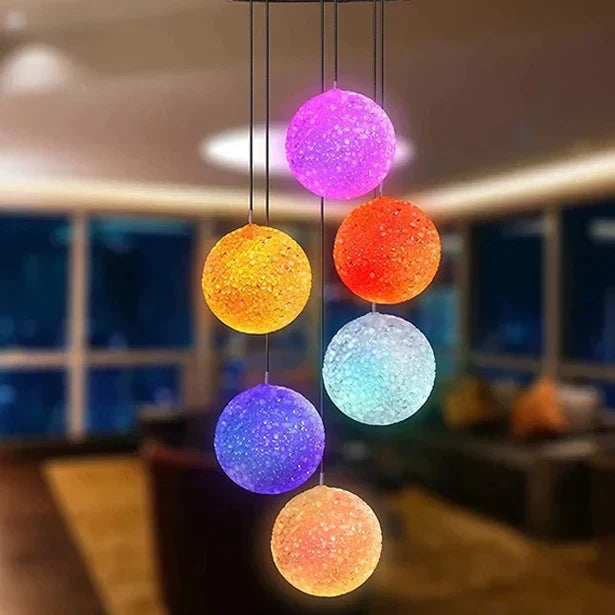 Solar-Powered Crystal Orb Wind Chimes for Enchanting Spaces