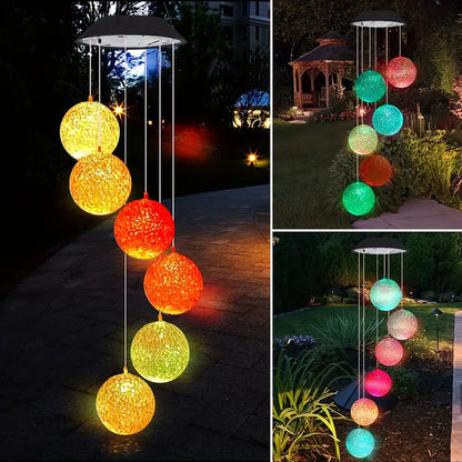 Solar-Powered Crystal Orb Wind Chimes for Enchanting Spaces
