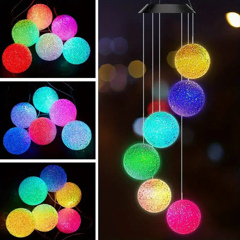 Solar-Powered Crystal Orb Wind Chimes for Enchanting Spaces