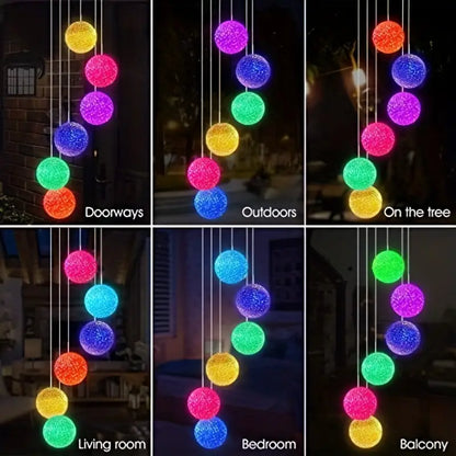 Solar-Powered Crystal Orb Wind Chimes for Enchanting Spaces