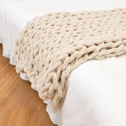 Luxurious Knit Blanket Made from Soft Chenille Yarn