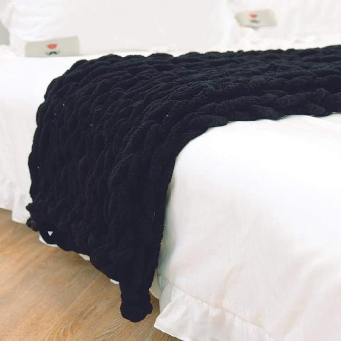 Luxurious Knit Blanket Made from Soft Chenille Yarn