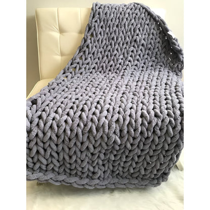 Luxurious Knit Blanket Made from Soft Chenille Yarn
