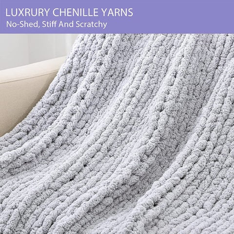 Luxurious Knit Blanket Made from Soft Chenille Yarn