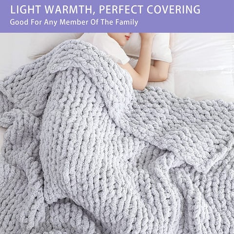 Luxurious Knit Blanket Made from Soft Chenille Yarn