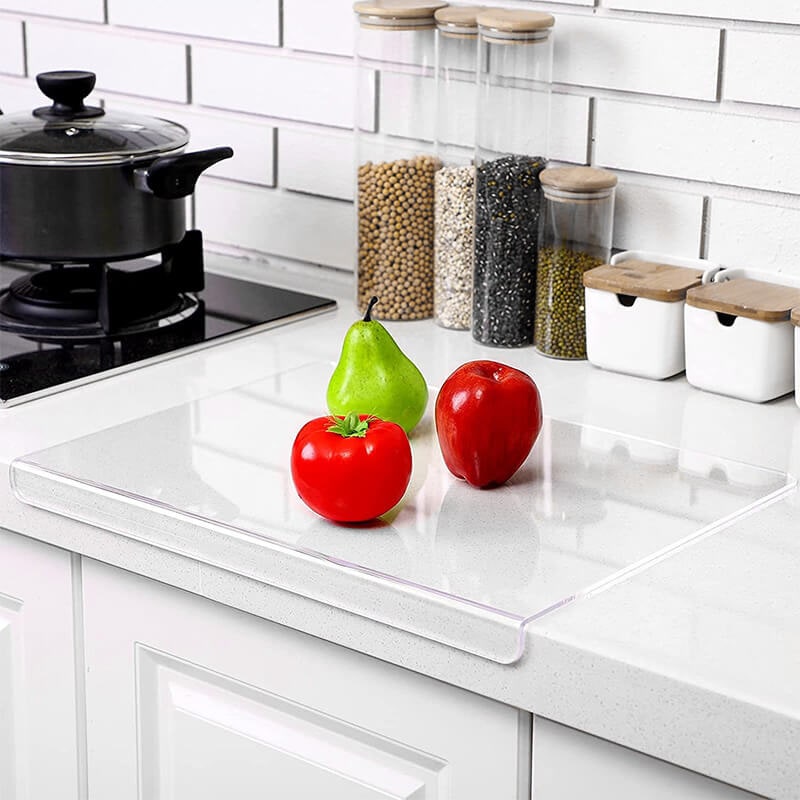 Transparent Kitchen Cutting Board with Grip Feet and Edge Guard