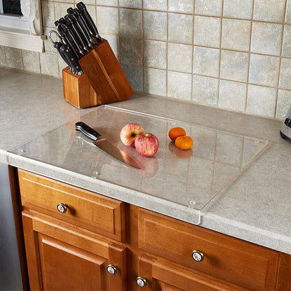 Transparent Kitchen Cutting Board with Grip Feet and Edge Guard
