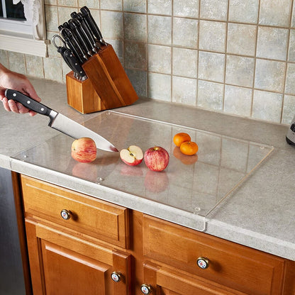 Transparent Kitchen Cutting Board with Grip Feet and Edge Guard