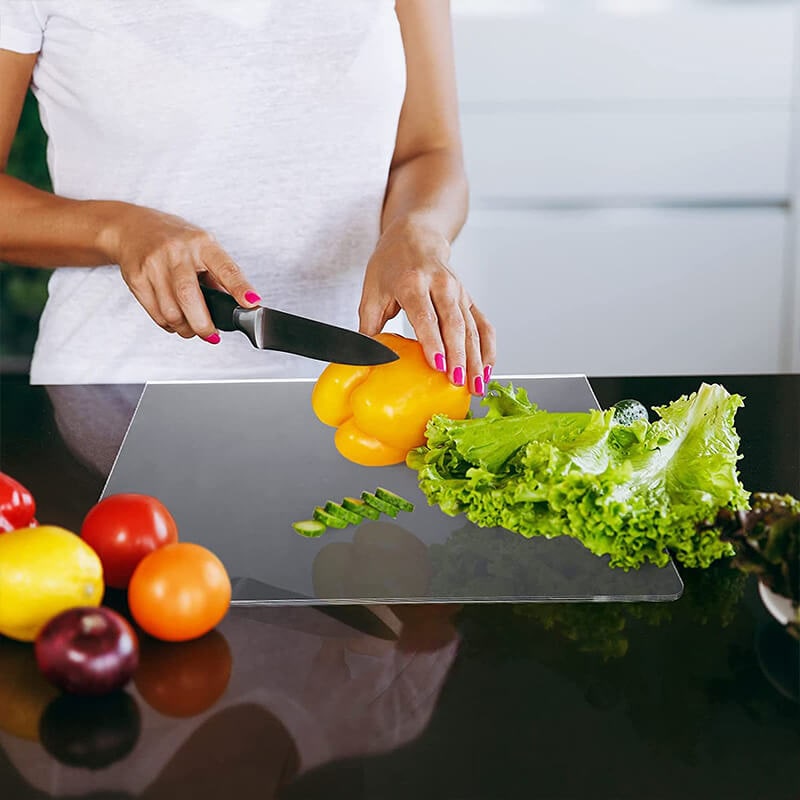 Transparent Kitchen Cutting Board with Grip Feet and Edge Guard