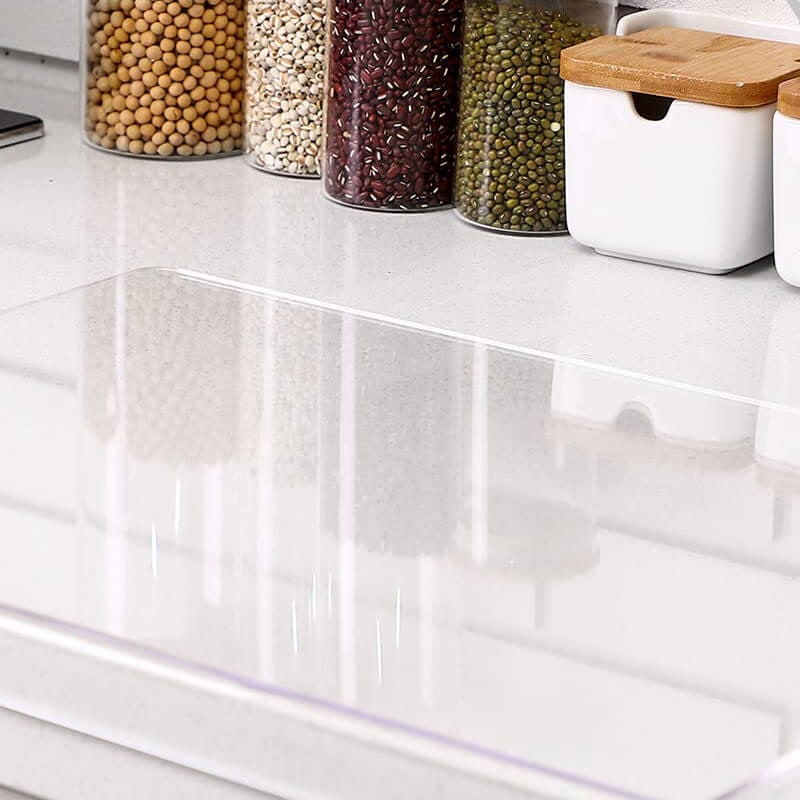Transparent Kitchen Cutting Board with Grip Feet and Edge Guard