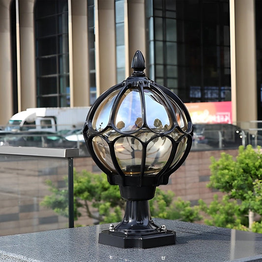 Outdoor Garden Post Light with Decorative Vintage Globe Design