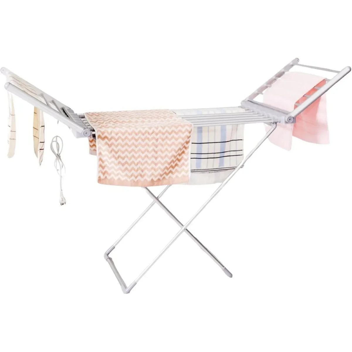Compact Heated Laundry Drying Rack with Adjustable Wings