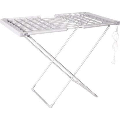 Compact Heated Laundry Drying Rack with Adjustable Wings