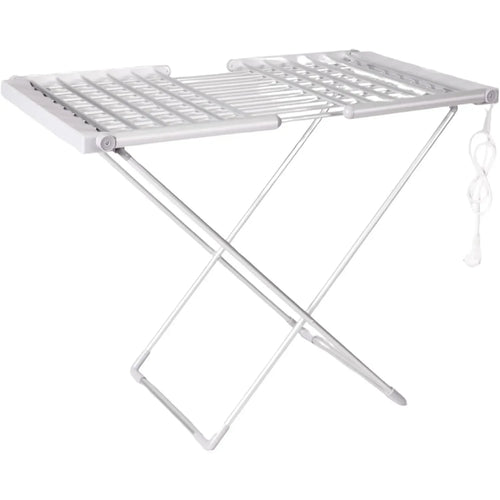 Compact Heated Laundry Drying Rack with Adjustable Wings