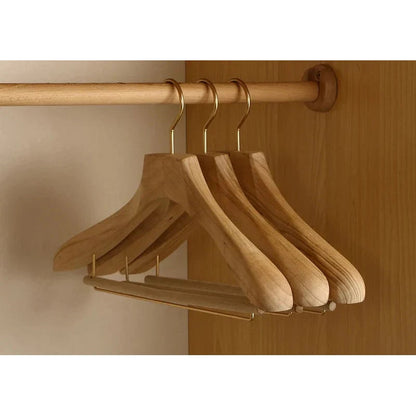 Elegant Wooden Hangers with Wide Support and Trouser Bar