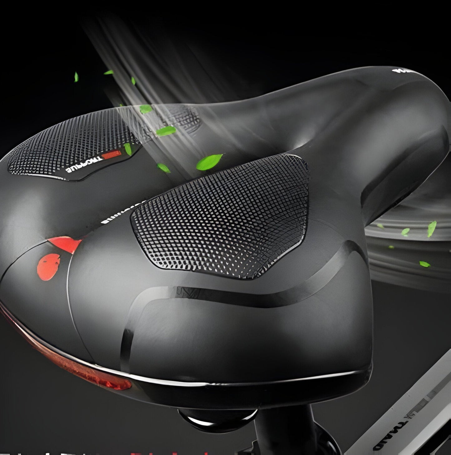 Breathable Bike Seat with Shock Absorption and Pressure Relief for City and MTB Riding, Reflective Strips Included