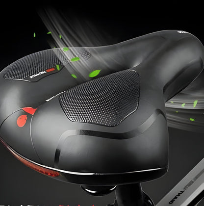 Breathable Bike Seat with Shock Absorption and Pressure Relief for City and MTB Riding, Reflective Strips Included