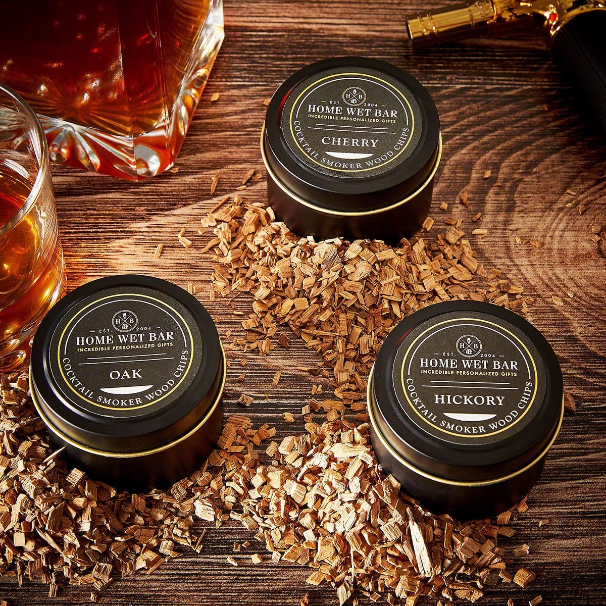 Gourmet Smoking Wood Chip Set for Craft Cocktails - Oak, Cherry & Hickory