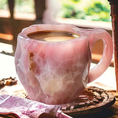 Agate-Inspired Textured Coffee Mug with Elegant Handle