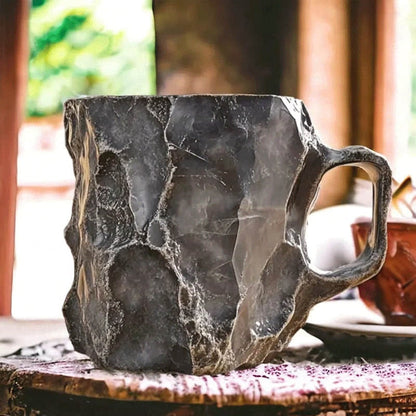 Agate-Inspired Textured Coffee Mug with Elegant Handle