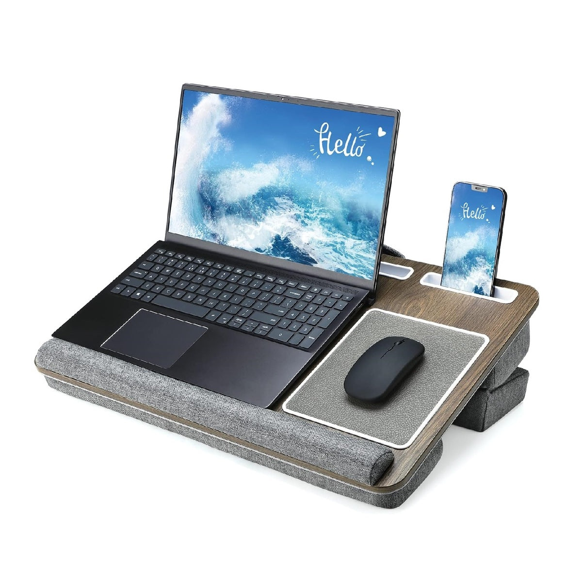 Lap Desk for Laptops – Portable with Anti-Slip Double Groove & Mouse Pad