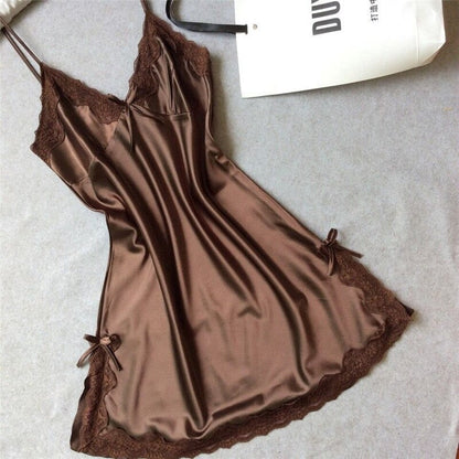 Elegant Satin Lace Nightgown for Women - Charming Comfort