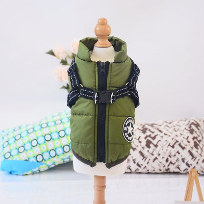 All-Weather Dog Coat with Built-in Safety Harness for Winter