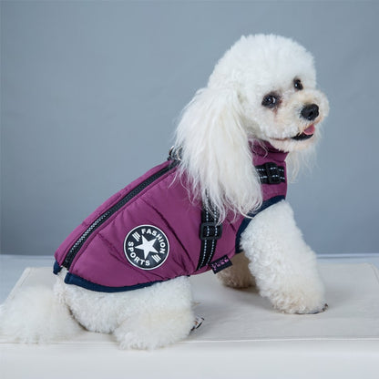 All-Weather Dog Coat with Built-in Safety Harness for Winter