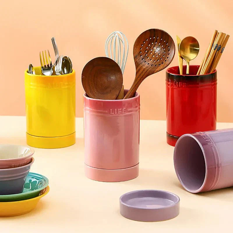 Colorful Ceramic Kitchen Utensil Holder and Organizer