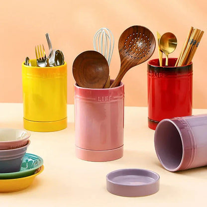 Colorful Ceramic Kitchen Utensil Holder and Organizer