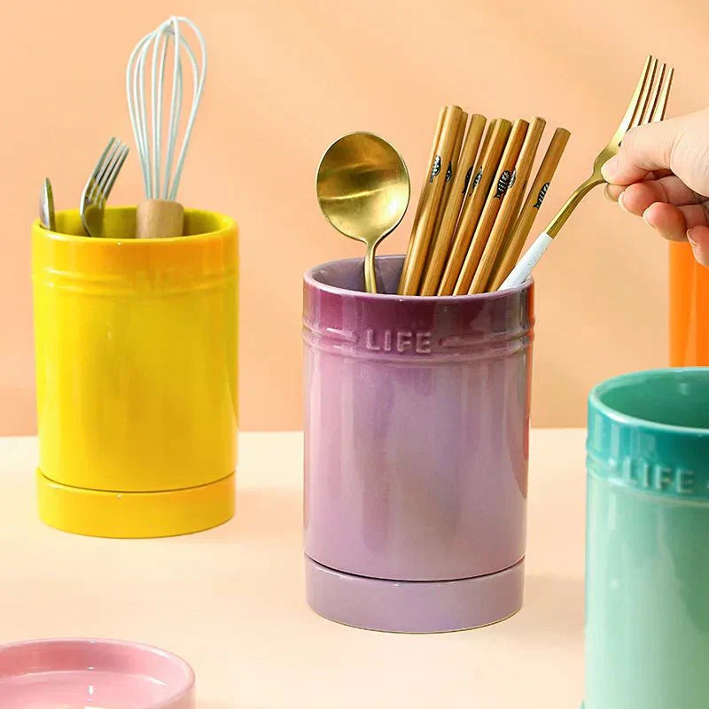 Colorful Ceramic Kitchen Utensil Holder and Organizer