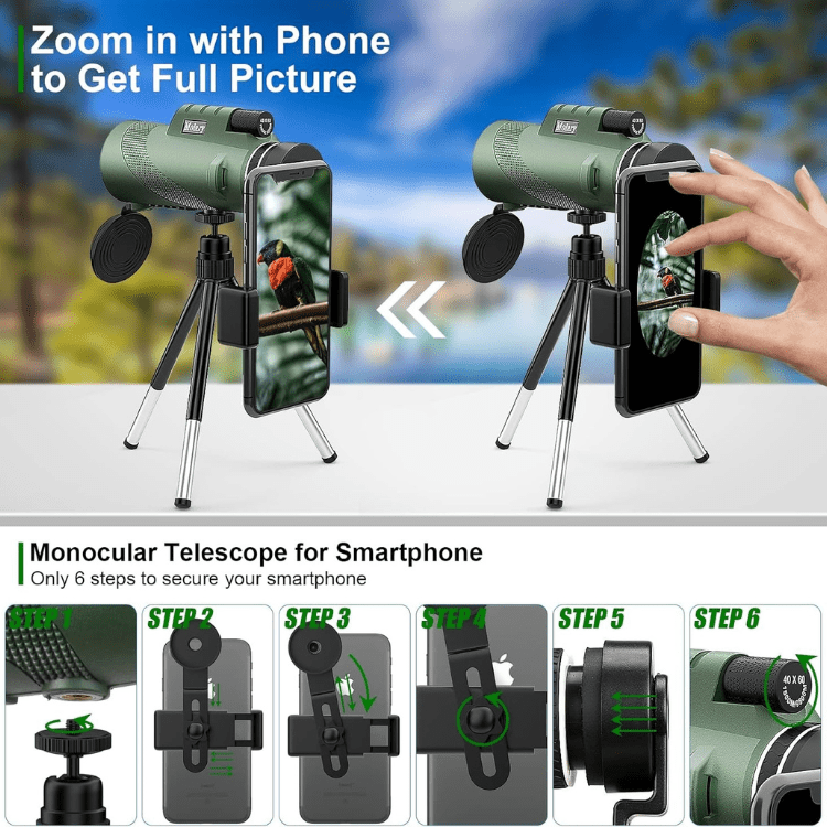Compact Ultra-Zoom 600x Monocular – Lightweight HD Lens for Hiking, Birdwatching, Sports