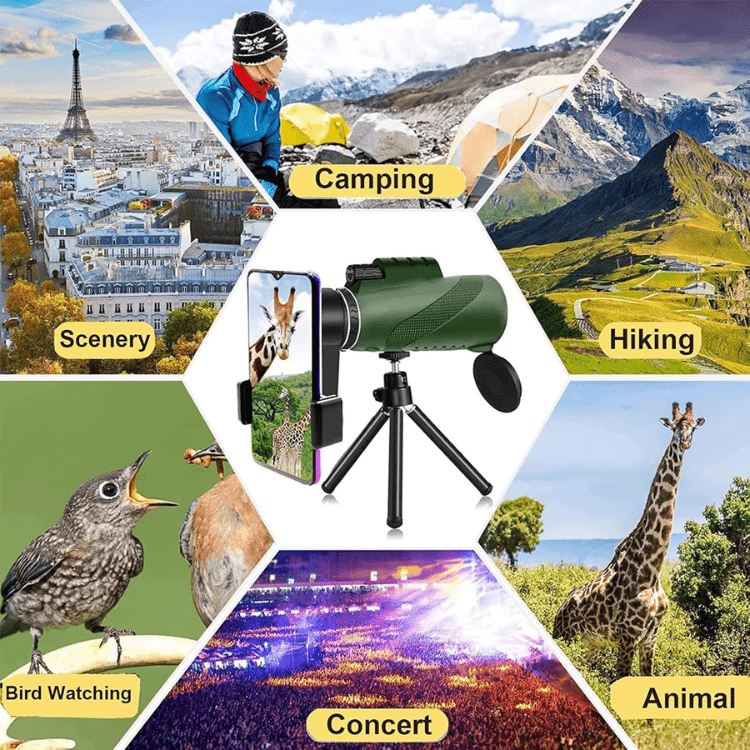 Compact Ultra-Zoom 600x Monocular – Lightweight HD Lens for Hiking, Birdwatching, Sports