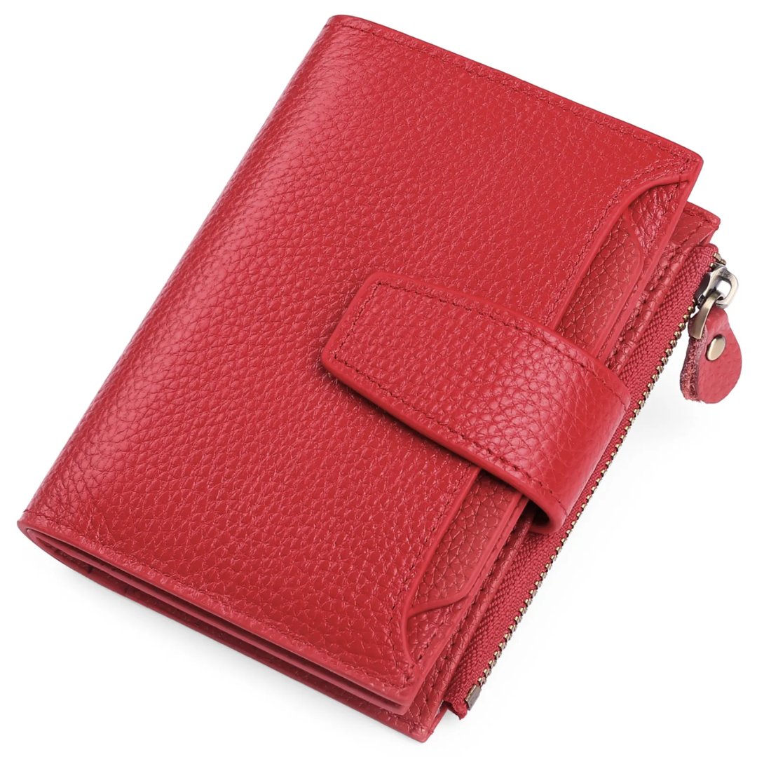 Compact Multi-Functional Wallet in Genuine Leather with RFID Protection